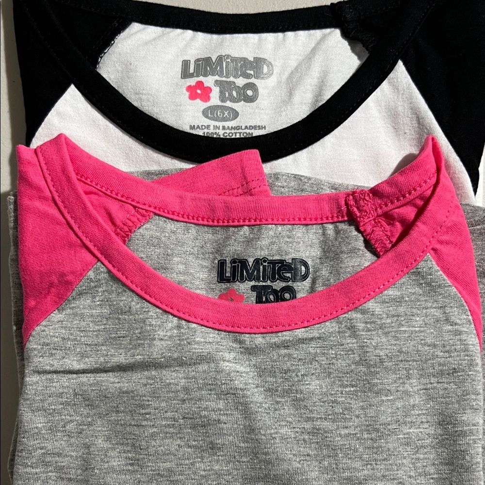 Limited Too Pink and Gray Long Sleeve Tees